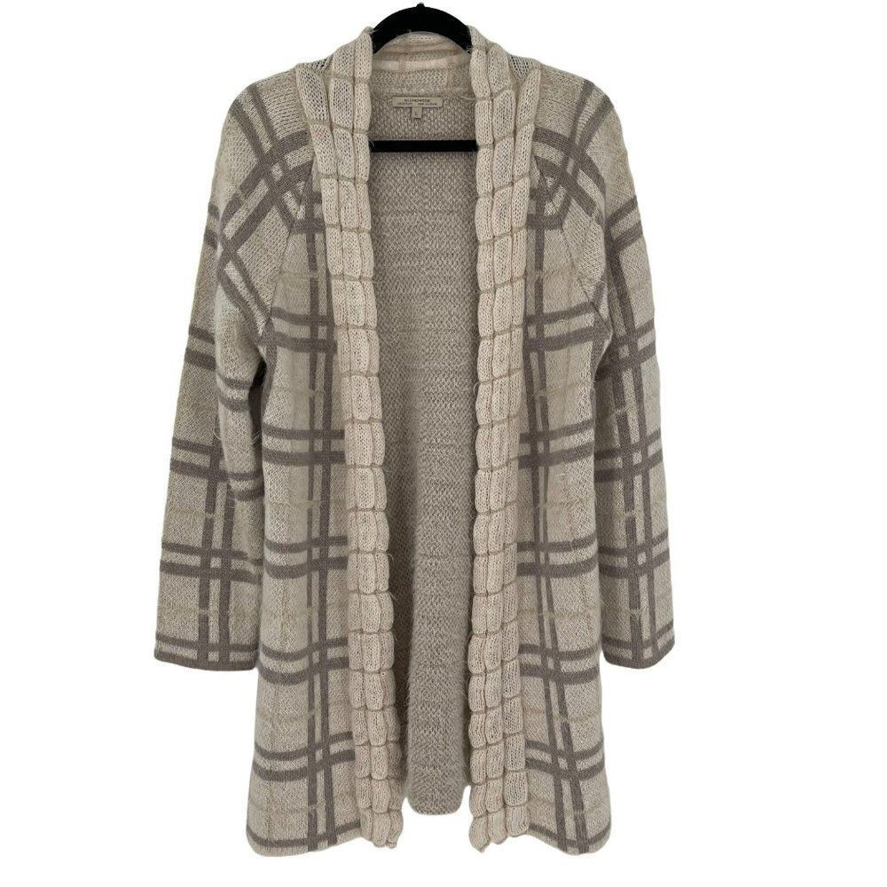 Elisabetta Collection Mohair Wool Blend Open Front Cardigan Sweater Cream Large‎